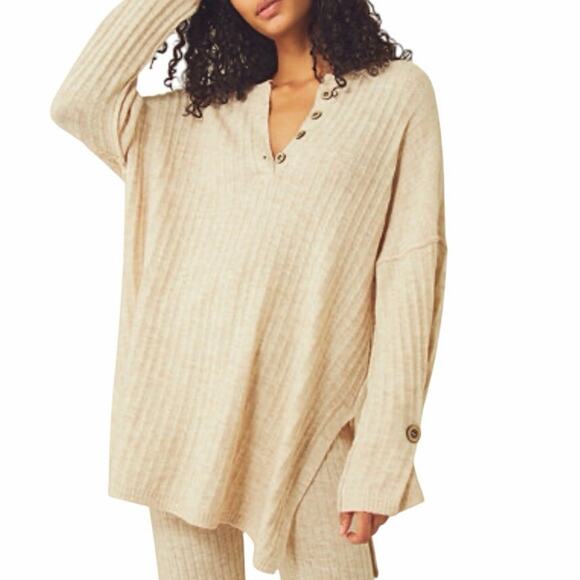 Free People Sweaters - Free People XS Around The Clock Ribbed-Knit Sweater Oversized